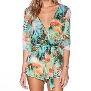 NWT - Luli Fama 3/4 sleeve romper cover up